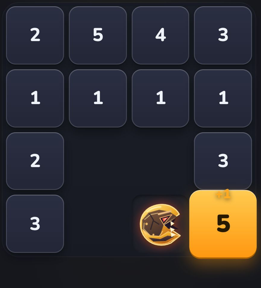 Gold monster approaching the yellow player tile